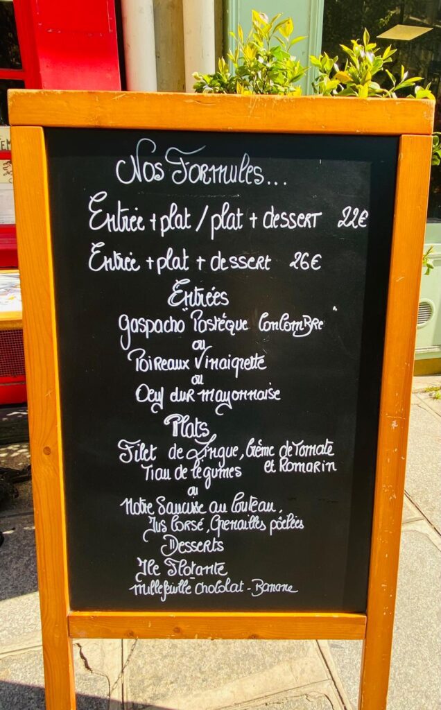 BISTROT À L&rsquo;AFFICHE Paris ardoise menu
