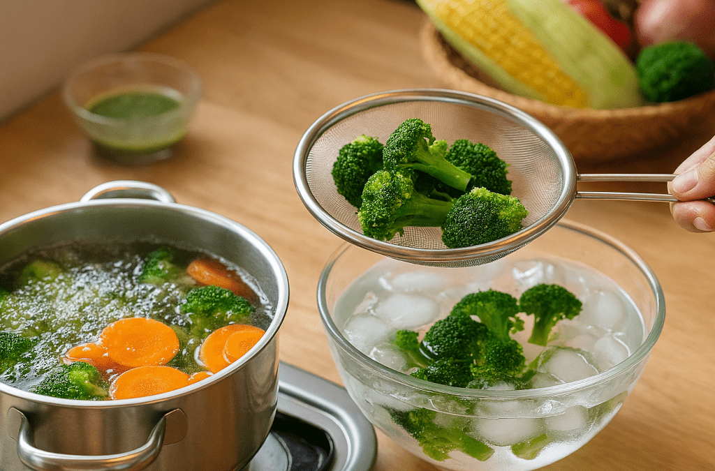 Cuisson des légumes à point : maîtriser la technique du « blanchir-refroidir » pour des couleurs éclatantes
