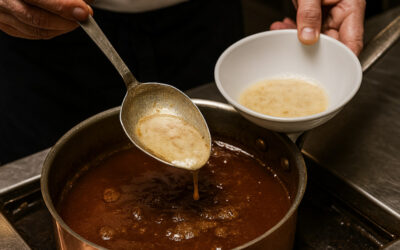 La technique du “dégraissage minute” pour sauces et jus : Le secret des chefs pour une gastronomie Française raffinée