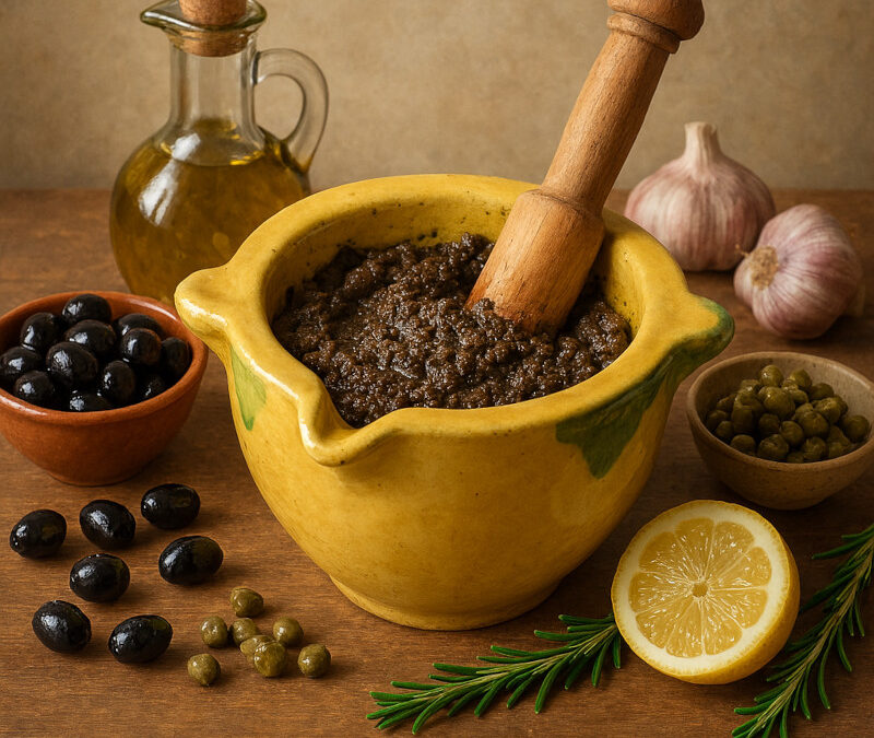 La tapenade : L’âme de la Provence en un mortier