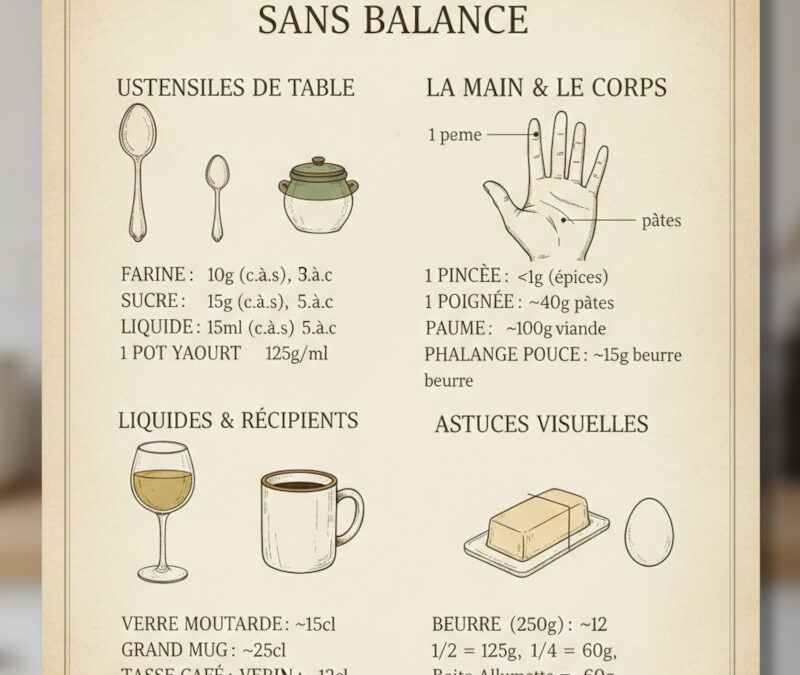 Comment mesurer sans balance ni doseur : Les techniques de précision à l’instinct