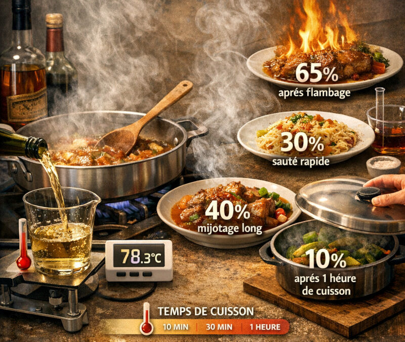 Est-ce que l&rsquo;alcool s&rsquo;évapore vraiment lors de la cuisson et lors des flambages ?