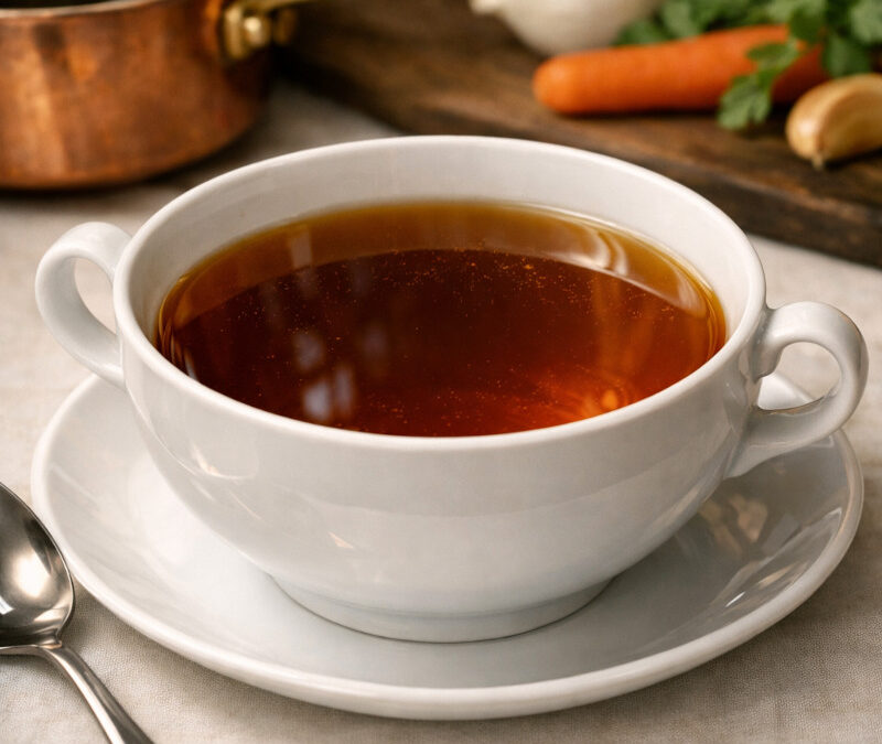 Comment réaliser un consommé de bœuf double étape par étape ?