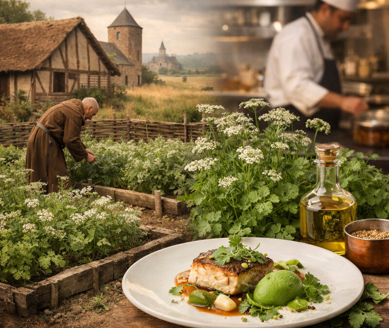 La coriandre en France : Du jardin de Charlemagne à la haute gastronomie