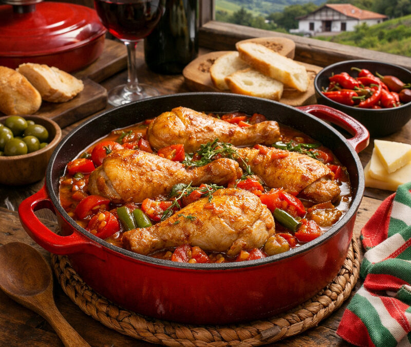 Le poulet Basquaise : L&rsquo;âme du pays Basque en cocotte