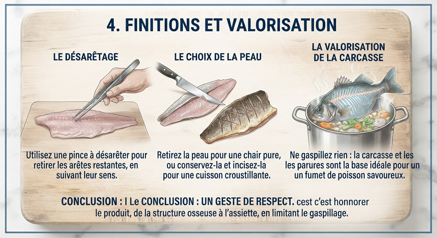 Étape 4 : Finition et valorisation comment lever les filets d un poisson sur aventureculinaire.fr
