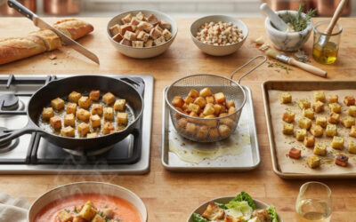 Toutes les techniques pour faire les croûtons : Méthodes, cuissons, pains et usages en cuisine