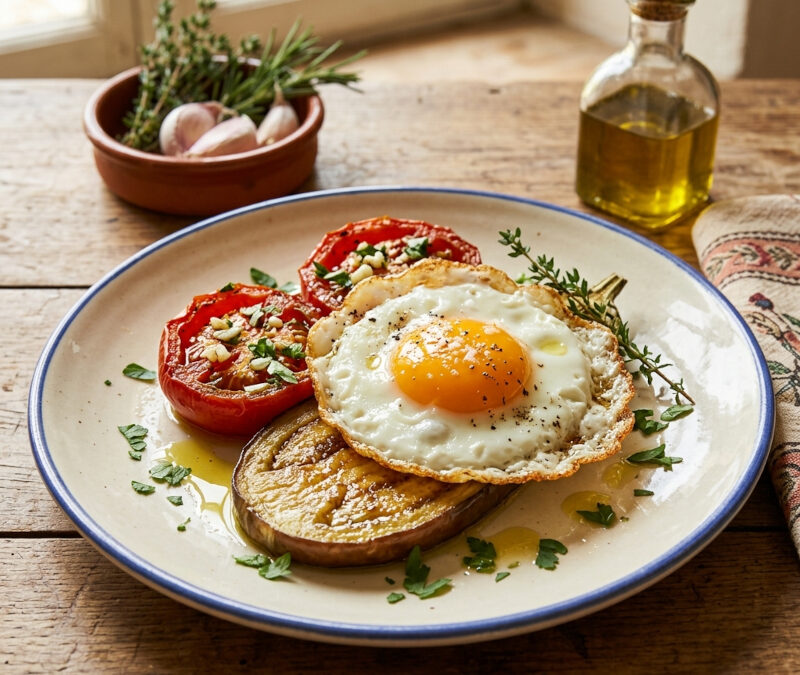 Les œufs frits à la provençale : Une recette ancienne entre tomate, aubergine et huile d’olive