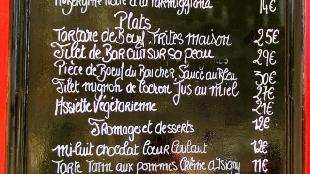 BISTROT À L’AFFICHE Paris menu